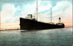 Marine City Michigan MI Great Lakes Freighter Ship c1910 Vintage Postcard