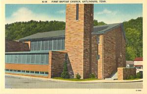 Linen Card of First Baptist Church Gatlinburg Tennessee TN