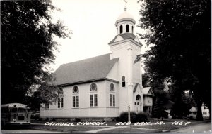 Real Photo Postcard Catholic Church in Red Oak, Iowa