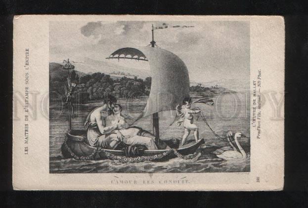 058002 LEDA in Boat & Nude CUPID & SWANS Engraving