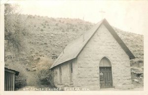 Postcard RPPC 1940s Nevada Eureka St. James Church Religious 24-4946