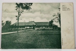 NY Pavilion Owasco Lake Auburn N.Y.  to Hemlock Indiana 1900's Postcard H9