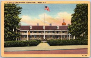 The Old Barracks Erected 1758 Trenton New Jersey NJ Flagpole Landscape Postcard