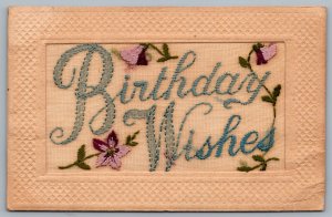 Postcard 1918 Embroidered Silk Birthday Wishes to Union Envelope Co Richmond VA