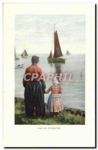 Old Postcard Aan De Kids Boat Zuiderzee