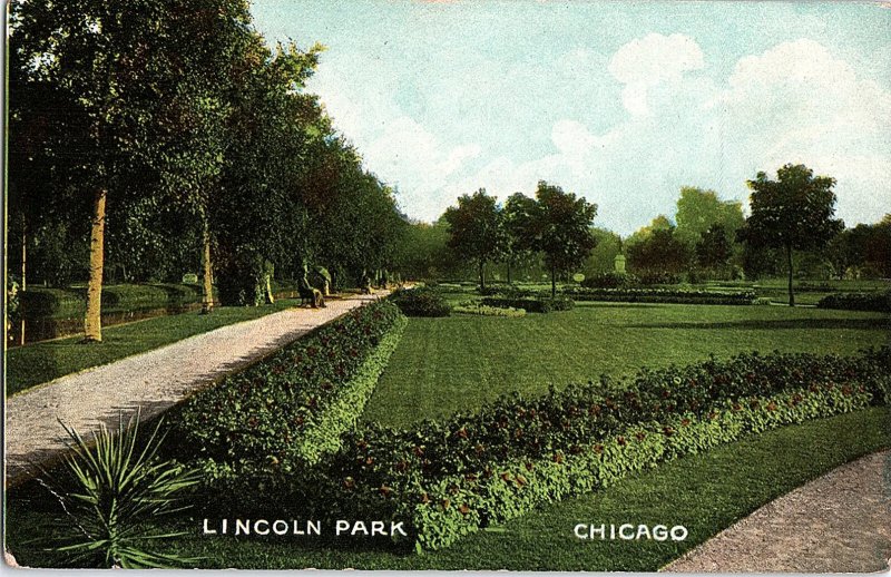 Postcard PARK SCENE Chicago Illinois IL AI3582