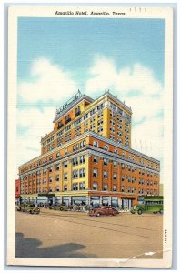 Amarillo Texas TX Postcard Amarillo Hotel Building Exterior Roadside 1941 Cars