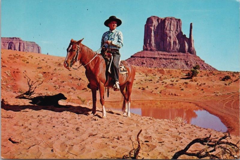 Navajo Horseman Mitten Rock Monument Rock AZ UT Dog Mexican Hat PO Postcard D44