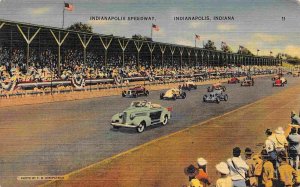 Indianapolis Speedway Racing Cars Indianapolis Indiana 1942 linen postcard 