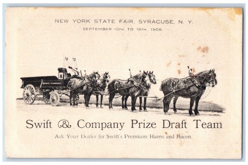 c1905 New York State Fair Syracuse NY, Swift Company Prize Draft Team Postcard