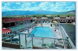 c1960's Swimming Pool And Panorama Lodge Colorado Springs CO Vintage Postcard