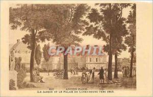 Old Postcard Old Garden Paris and Luxembourg Palace Around 1815