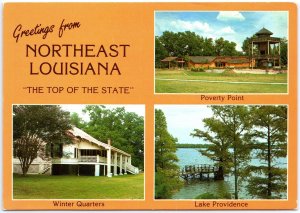 VINTAGE POSTCARD CONTINENTAL SIZE SCENES GREETINGS FROM NORTHEAST LOUISIANA