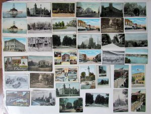 ILLINOIS lot of 38 IL ANTIQUE POSTCARDS