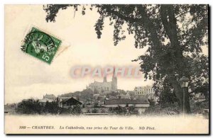 Chartres Cathedral Old Postcard The view from the city tower