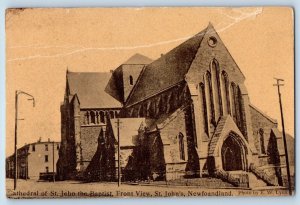 1910 Canada Vintage Postcard Cathedral St. John Baptist Front View Newfoundland