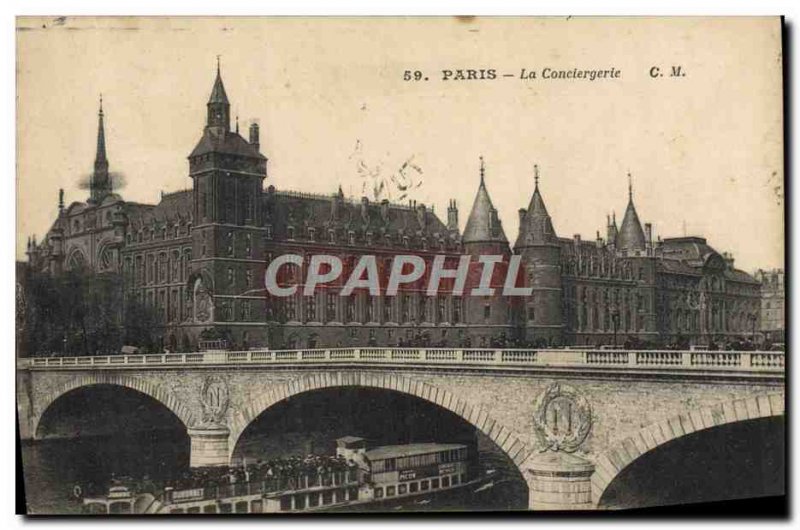 Old Postcard Paris La Conciergerie boat Peniche