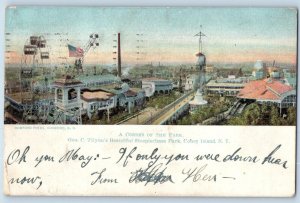 Coney Island New York NY Postcard Corner Of The Park Aerial View 1908 Antique