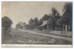 1910 View Of Main Street Nelson Illinois IL RPPC Photo Posted Antique Postcard