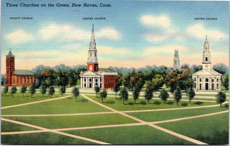 Three Churches on Green Trinity, Center, United Church, New Haven Connecticut