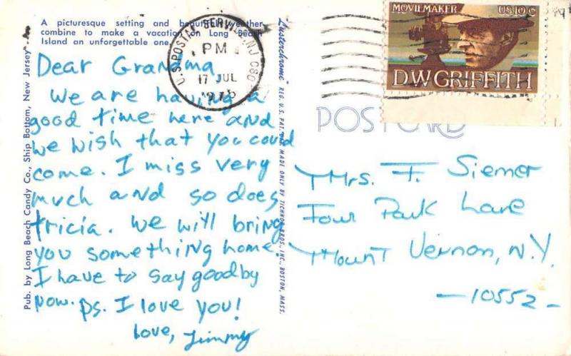Ship Bottom New Jersey Greetings From beach scene bathers vintage pc Z12936