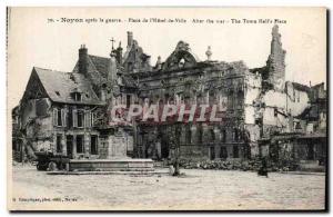 Old Postcard Noyon after the war the Army Square & # City 39hotel