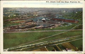 Waycross GA Atlantic Coast Line Shops Air View Vintage Postcard