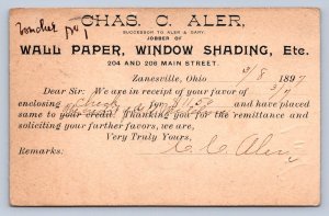 J89/ Zanesville Ohio Postcard 1897 Charles Aler Wall Paper Store Advertise 168