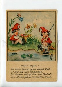 3145713 FISHING Gnome MUSHROOM by Marg. PALU Vintage PC