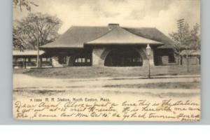 NORTH EASTON MA RR Train Station c1905 Postcard