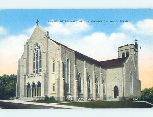 Unused Linen CHURCH SCENE Waco Texas TX p4952