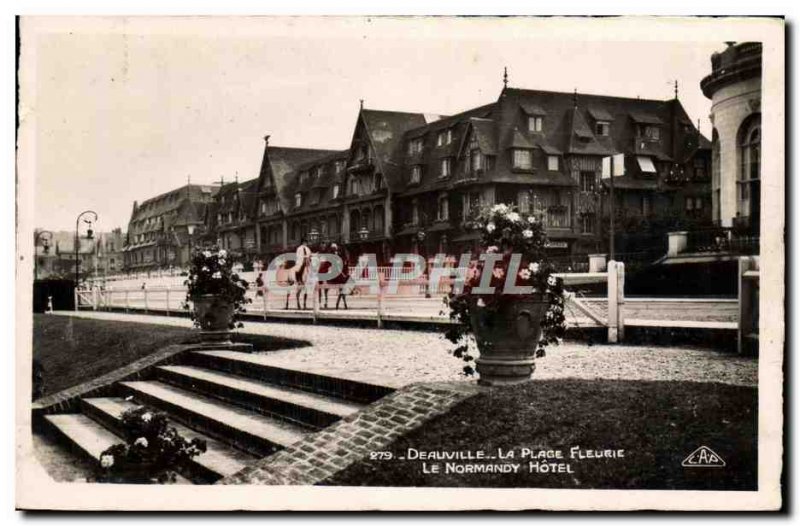 Old Postcard Deauville flowered the normandy hotel beach
