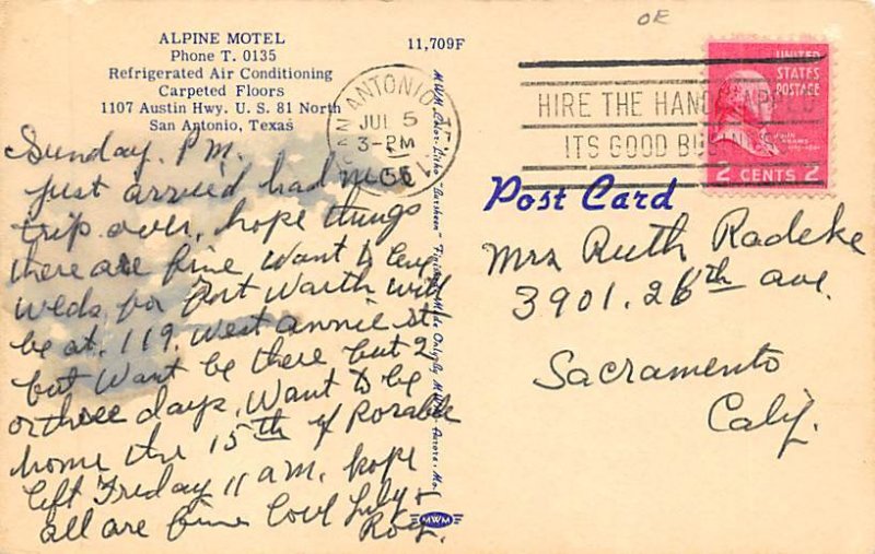 Alpine Motel Postcard