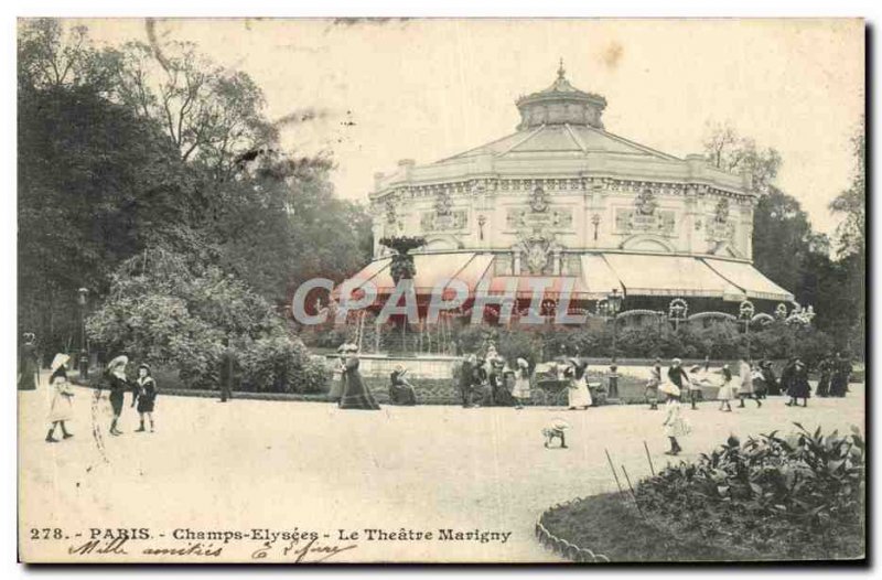 Old Postcard The Paris Theater des Champs Elysees Le Marigny Theater