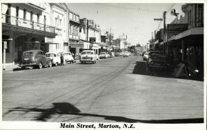 new zealand, MARTON, Main Street, Cars (1950s) RPPC