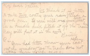 1905 Letter to Dear Vallie Two Coats Linwood MD Double Pipe Creek MD Postal Card