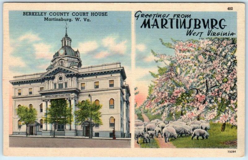 MARTINSBURG, West Virginia WV ~ BERKELEY COUNTY COURT HOUSE c1940s Postcard