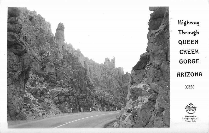 1940s Queen Creek Gorge Arizona Highway Frasher RPPC real photo 12744