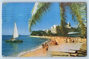 Oahu Hawaii Postcard TH Waikiki Beach Royal Hawaiian Hotel 1950 Vintage Antique