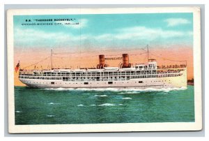 Vintage 1920's Postcard Passenger Ship SS Theodore Roosevelt at Sail