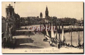 Old Postcard Dunkirk Quai of American Yacht