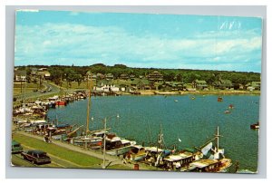 Vintage 1960's Postcard Harbor & Boats Oak Bluffs Massachusetts