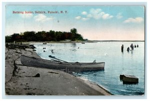 1917 Bathing Scene Selkirk Rowboat Pulaski New York NY Posted Antique Postcard 