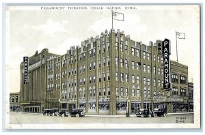 c1920 Paramount Theatre Exterior Building Cedar Rapids Iowa IA Vintage Postcard