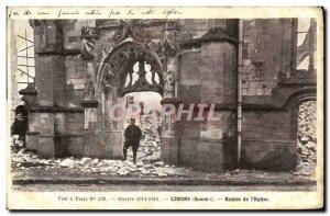 Postcard Old Army Lihons The Church Ruins