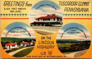 Vtg 1930s Greetings Tuscarora Summit Lincoln Highway Pennsylvania PA Postcard