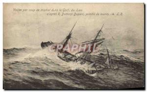 Postcard Old Boat Sailboat shot by mistral in the Gulf of Lion Dumont Duparc ...