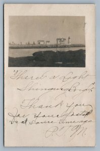 PROSPECT HARBOR ME LIGHTHOUSE 1905 ANTIQUE REAL PHOTO POSTCARD RPPC