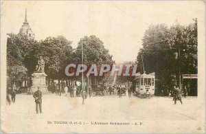 Old Postcard Tours Avenue Streetcar gramophone