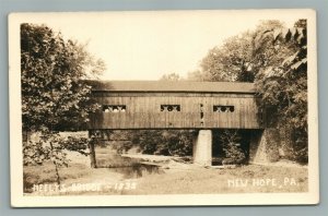 NEW HOPE PA NEELYS BRIDGE ANTIQUE REAL PHOTO POSTCARD RPPC